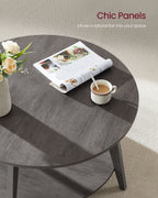 Runder Couchtisch - 2 Level - mit Stauraum - 80 x 45 cm - Nebelgrau