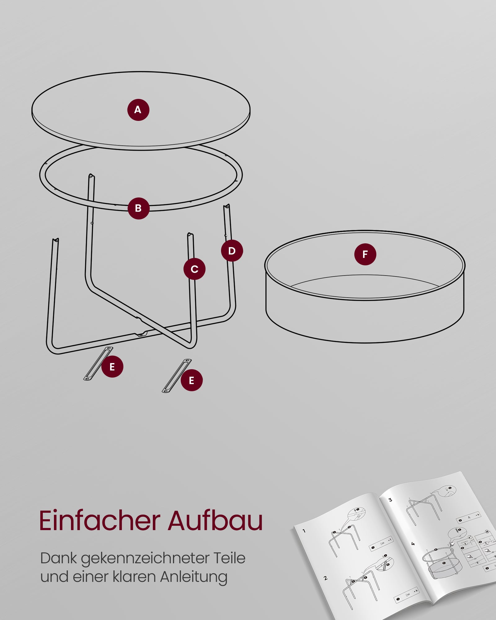 Couchtisch mit Korb aus Tintenschwarz und Leigrijze Stoff