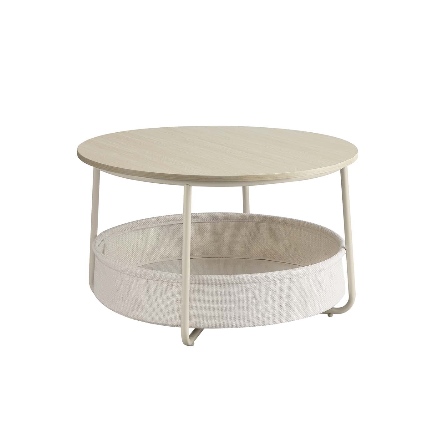 Couchtisch mit Korb aus Tintenschwarz und Leigrijze Stoff