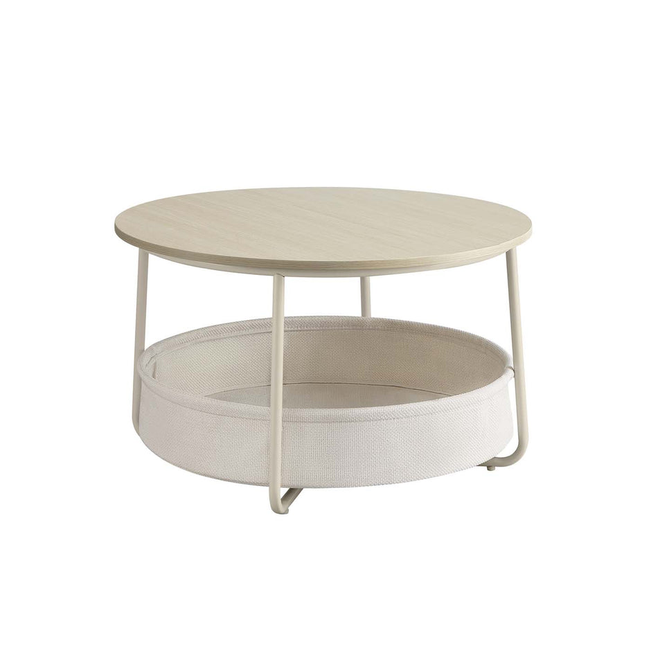 Couchtisch mit Korb aus Tintenschwarz und Leigrijze Stoff