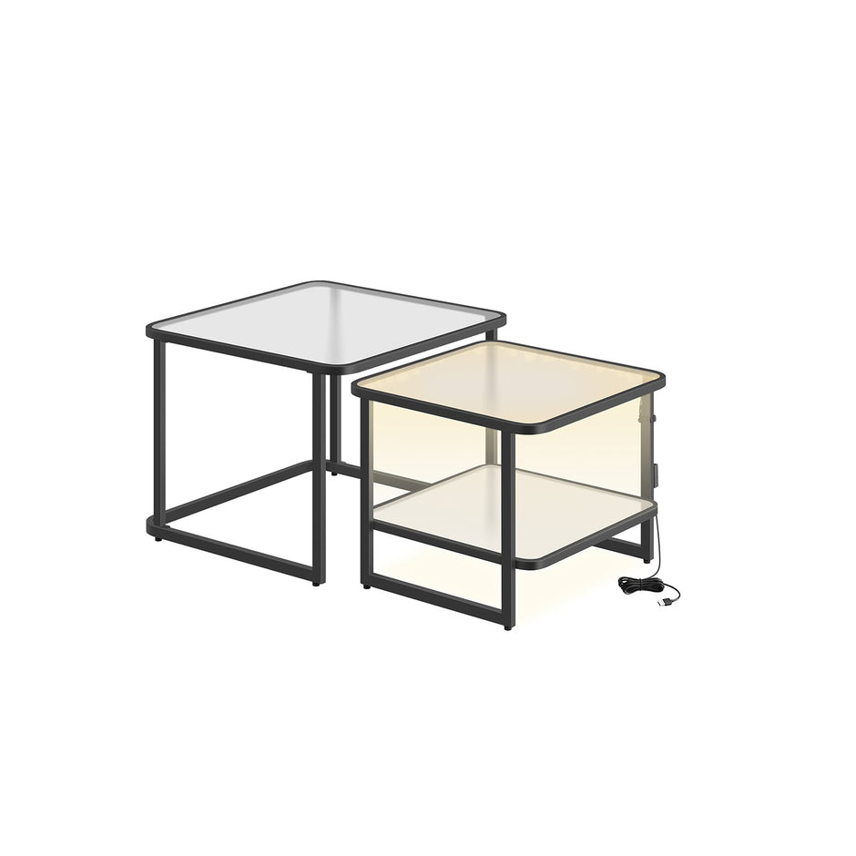 Couchtisch-Set von 2 mit LED Light Cloud White-Parel White