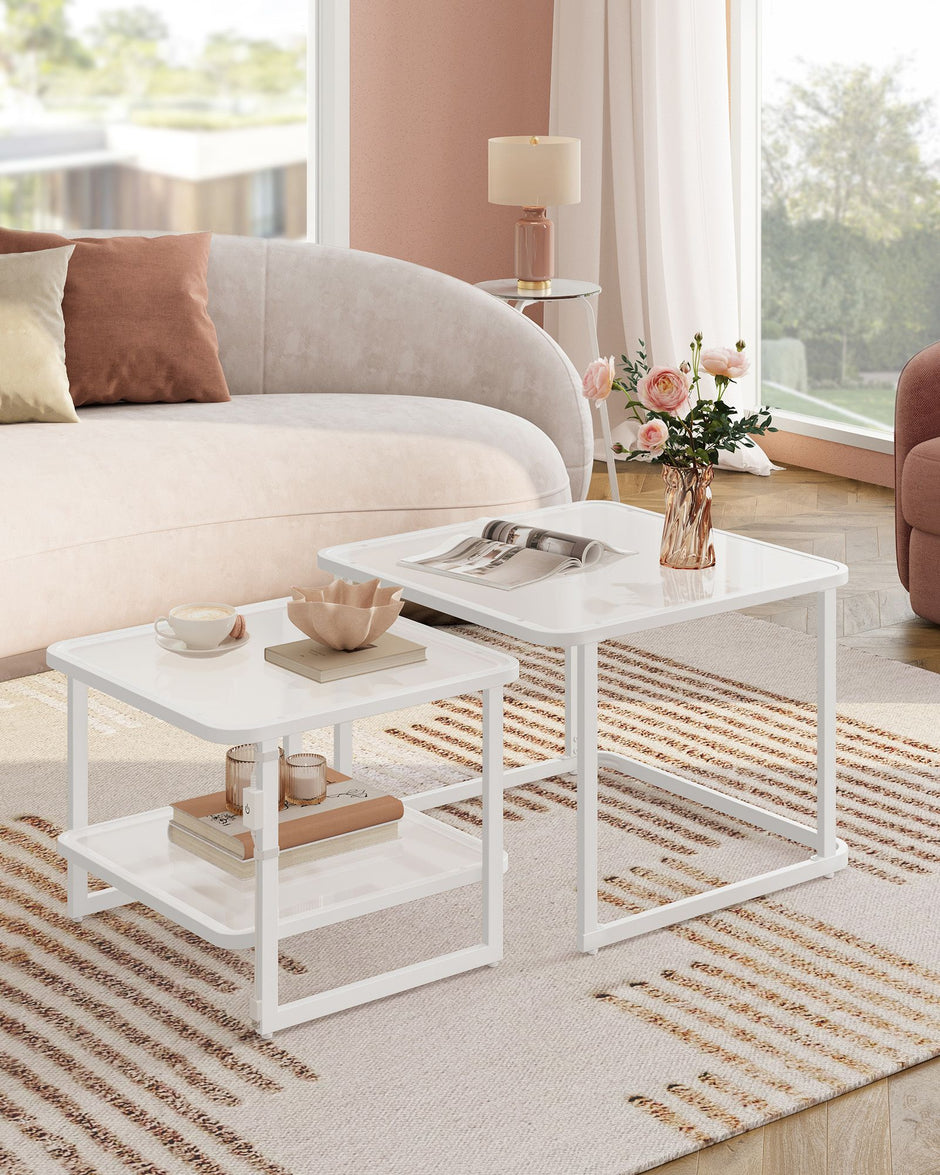 Couchtisch-Set von 2 mit LED Light Cloud White-Parel White