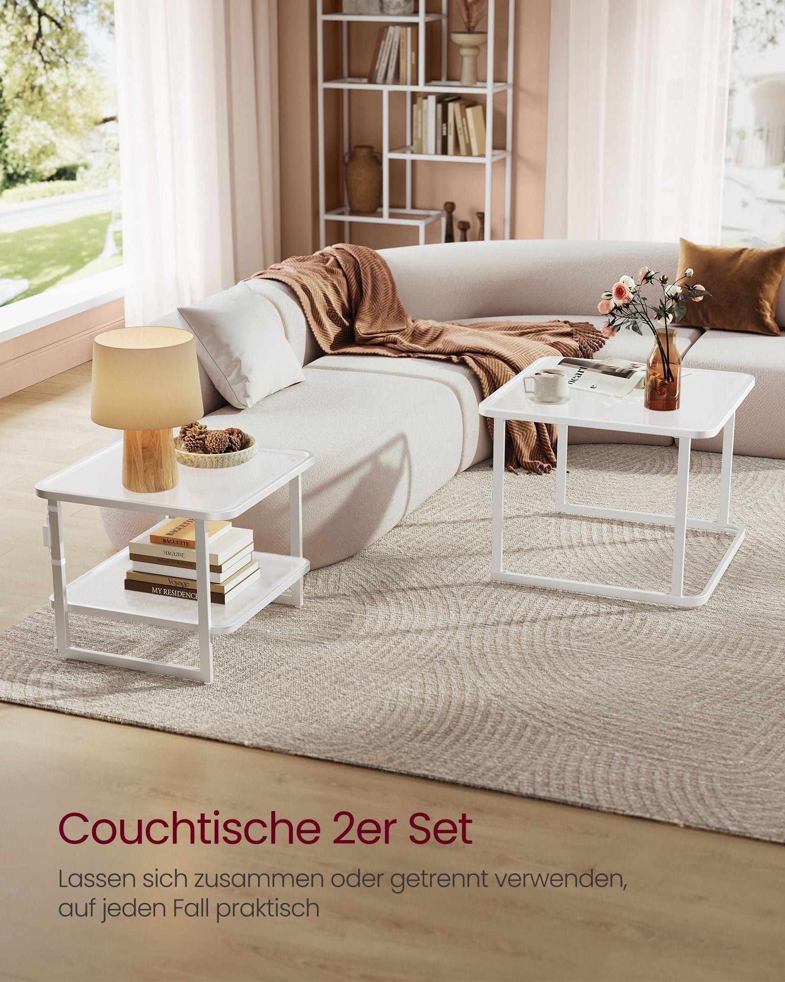 Couchtisch-Set von 2 mit LED Light Cloud White-Parel White