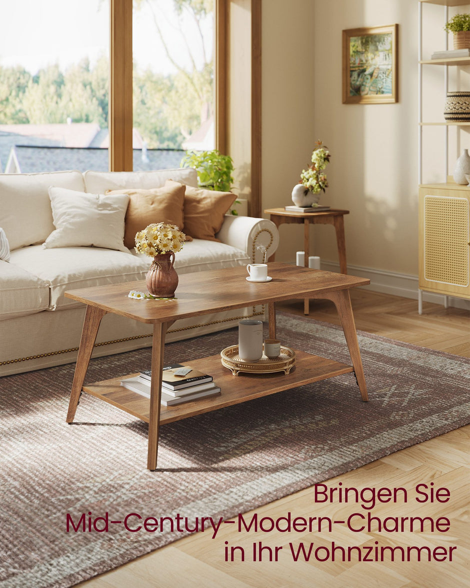 Salontafel - 100 x 55 x 45 cm - 2 planken - aardbruin