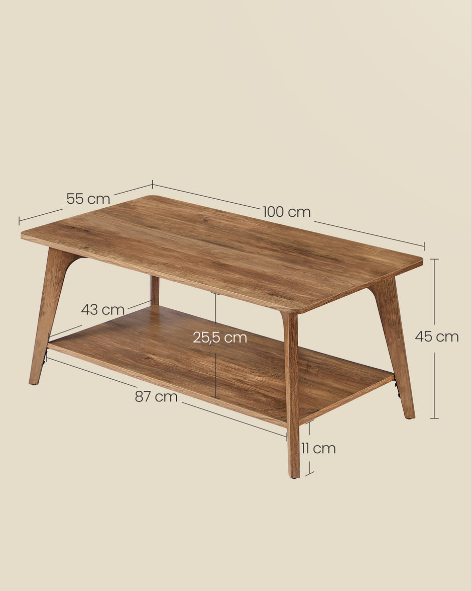 Salontafel - Rond - 2 Niveaus - 100 x 55 cm - Aardbruin