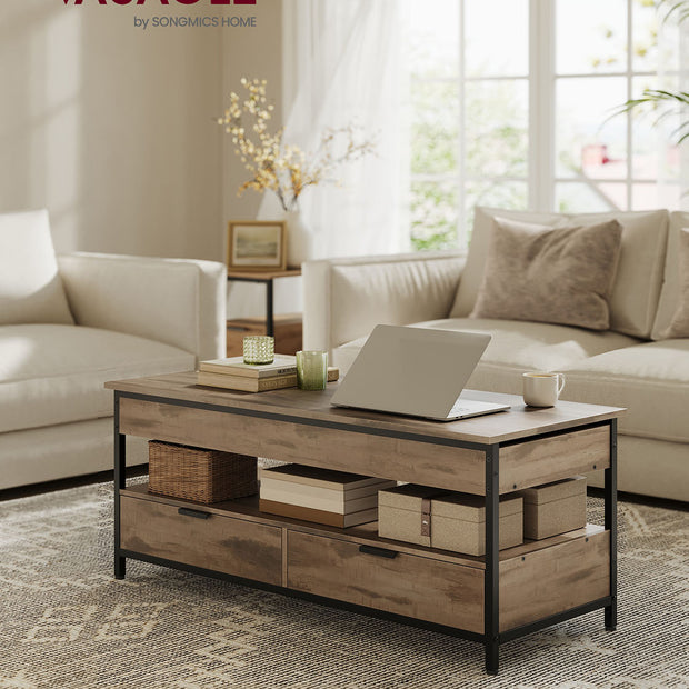 Couchtisch mit Schubladen 50 x 120 cm Kamelbraun-ink-schwarz