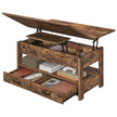 Salontafel - In Hoogte Verstelbaar - Gasveer - 2 Lades - Vintage Bruin