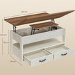 Salontafel - In Hoogte Verstelbaar - Gasveer - 2 Lades - Bruin-Wit