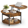 Salontafel - In Hoogte Verstelbaar met Verborgen Stauraum - Vintagebruin en inktzwart - 80 x 45 cm
