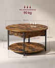 Salontafel - In Hoogte Verstelbaar met Verborgen Stauraum - Vintagebruin en inktzwart - 80 x 45 cm