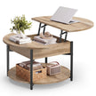 Salontafel - In Hoogte Verstelbaar met Verborgen Stauraum - Kamelbruin en inktzwart - 80 x 45 cm