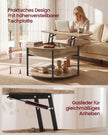 Salontafel - In Hoogte Verstelbaar met Verborgen Stauraum - Kamelbruin en inktzwart - 80 x 45 cm