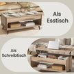 Salontafel - In Hoogte Verstelbaar - Verborgen Opbergvak - Kameelbruin-Zwart