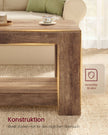 Salontafel – Met Onderplank en Dik Tafelblad – Mid-Century – 100 x 55 cm – Honingbruin