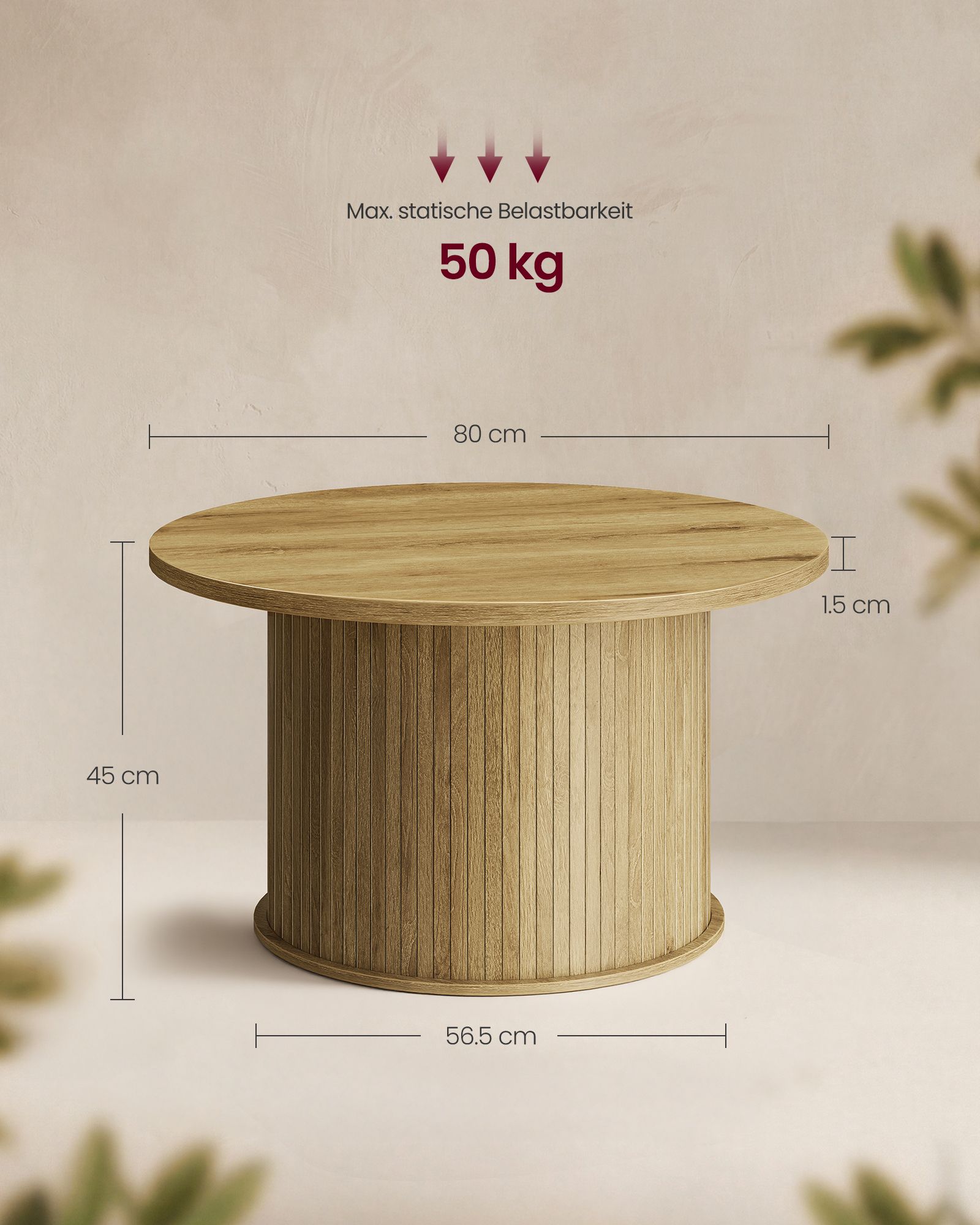 Salontafel - Rond - Naturelbruin - 80 cm d, 45 cm H
