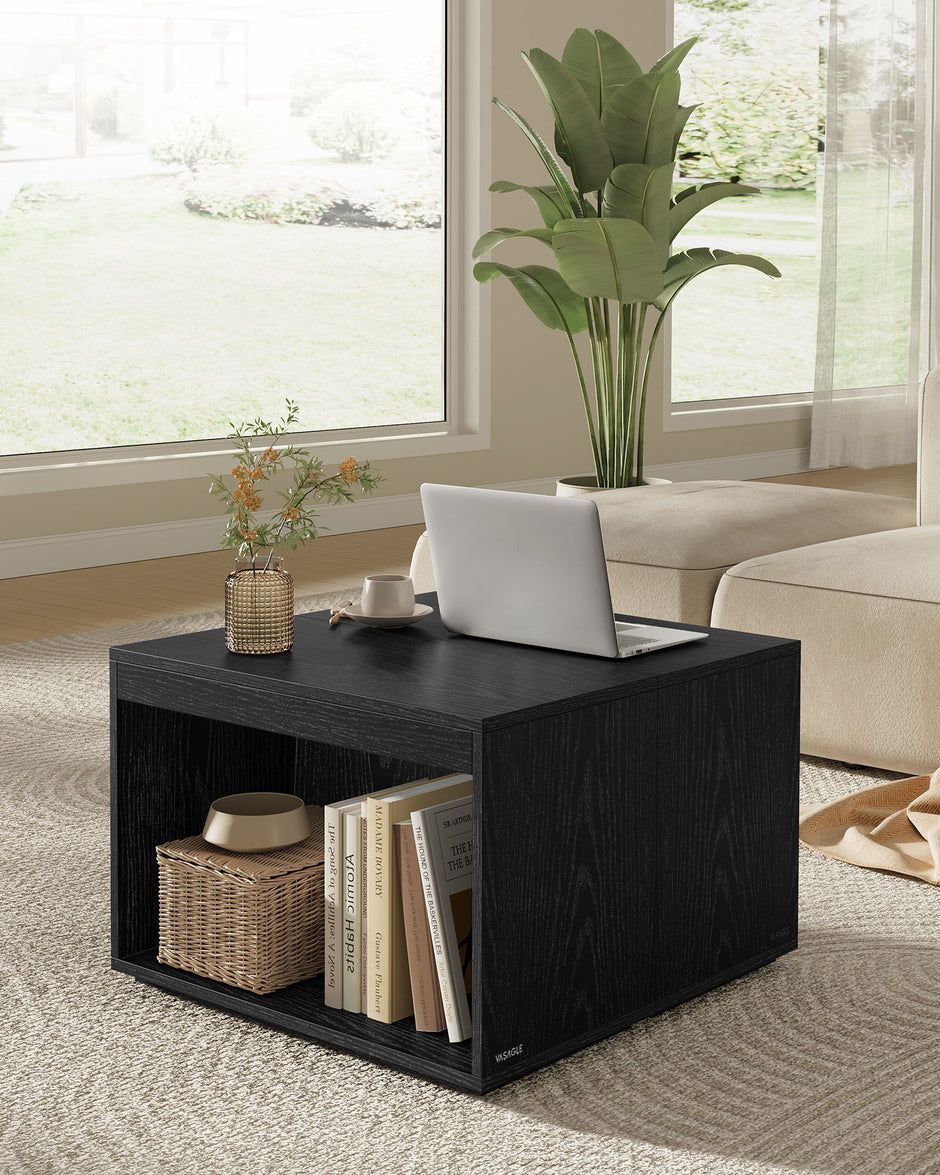 Couchtisch Set von 3 mit Stauraum in Ebenholz schwarz