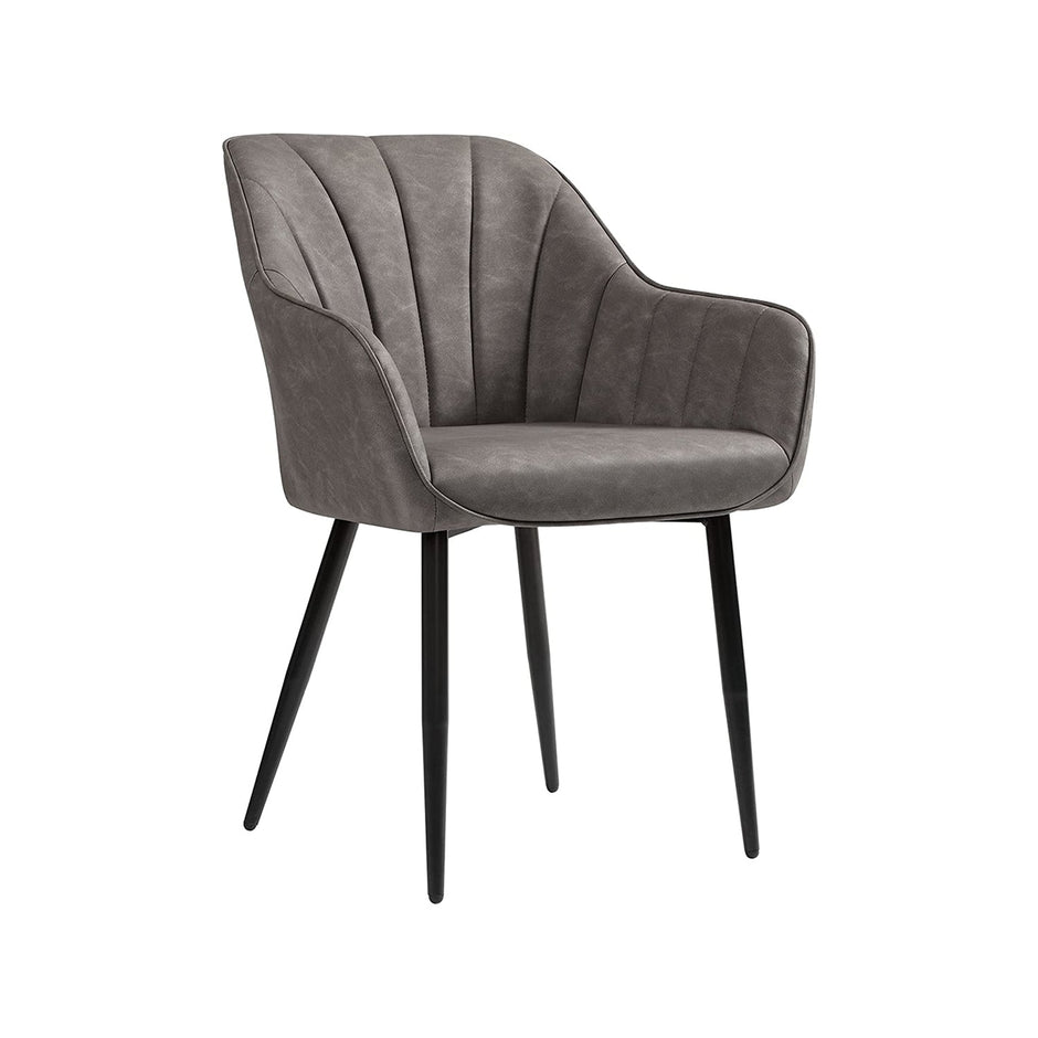Sessel - Lounge Stuhl - Polsterer Esszimmerstuhl - mit Armlehnen - Grau