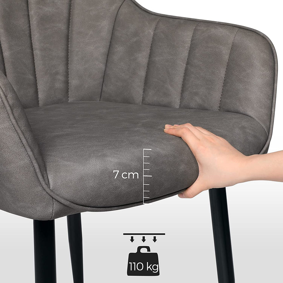 Sessel - Lounge Stuhl - Polsterer Esszimmerstuhl - mit Armlehnen - Grau