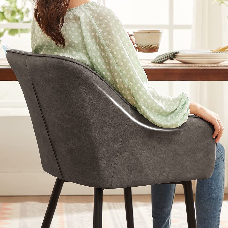 Sessel - Lounge Stuhl - Polsterer Esszimmerstuhl - mit Armlehnen - Grau