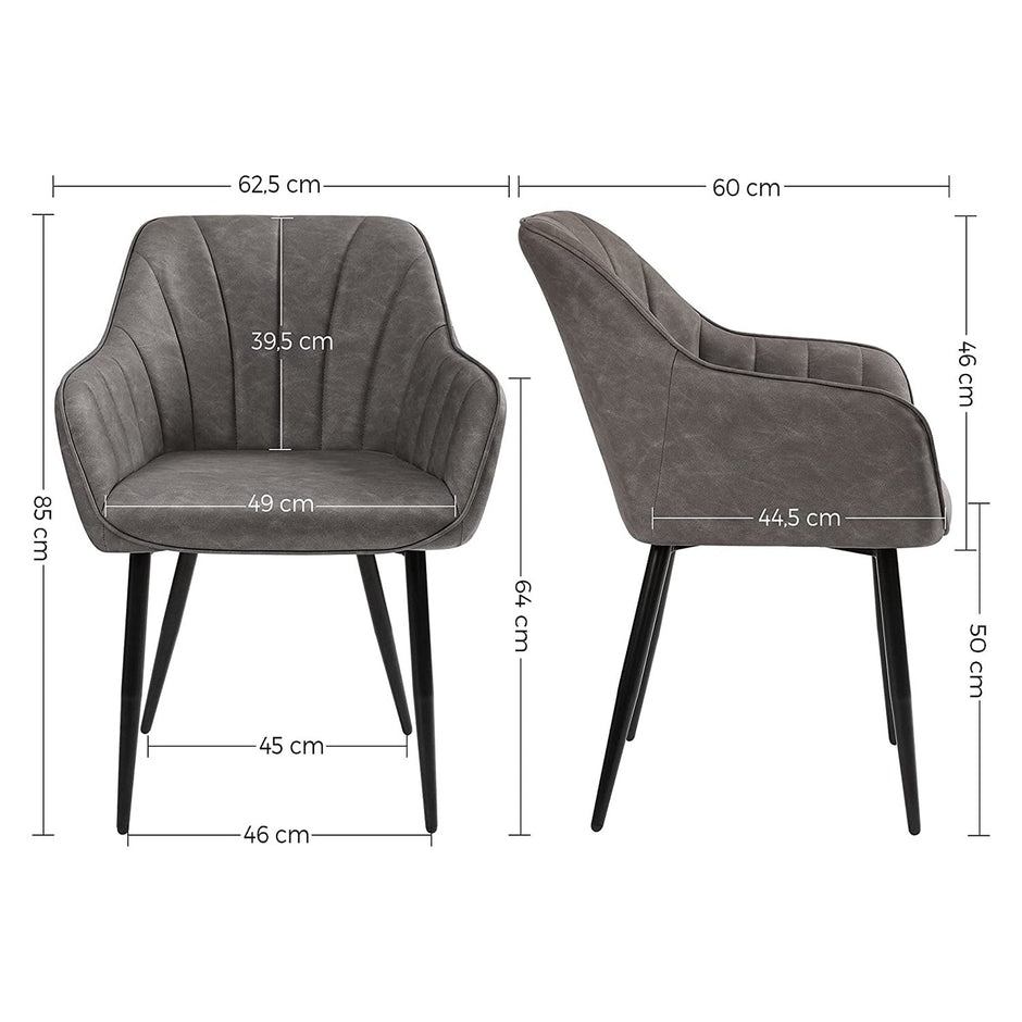 Sessel - Lounge Stuhl - Polsterer Esszimmerstuhl - mit Armlehnen - Grau