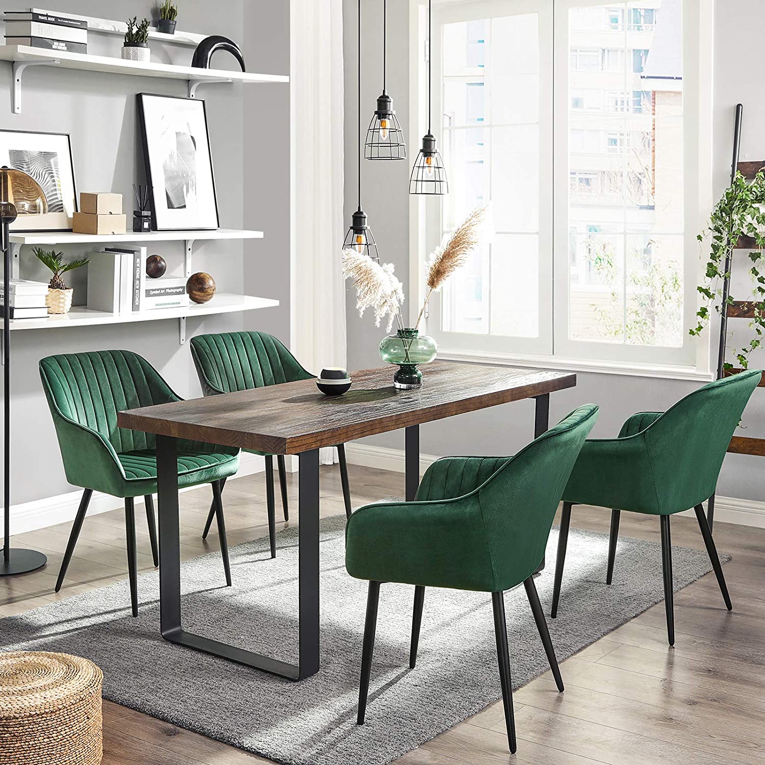 Eetkamerstoelen - Set van 2 - Fluweel - Met Armleuningen - Groen