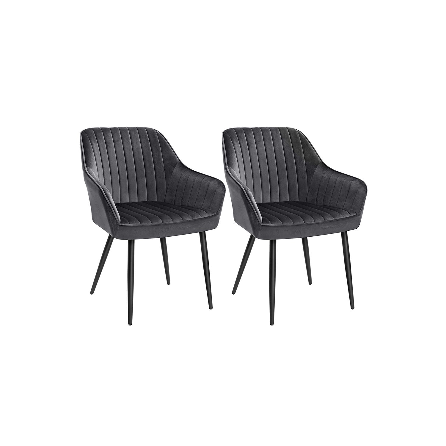 Eetkamerstoelen - Set van 2 - Fluweel - Met Armleuningen - Grijs