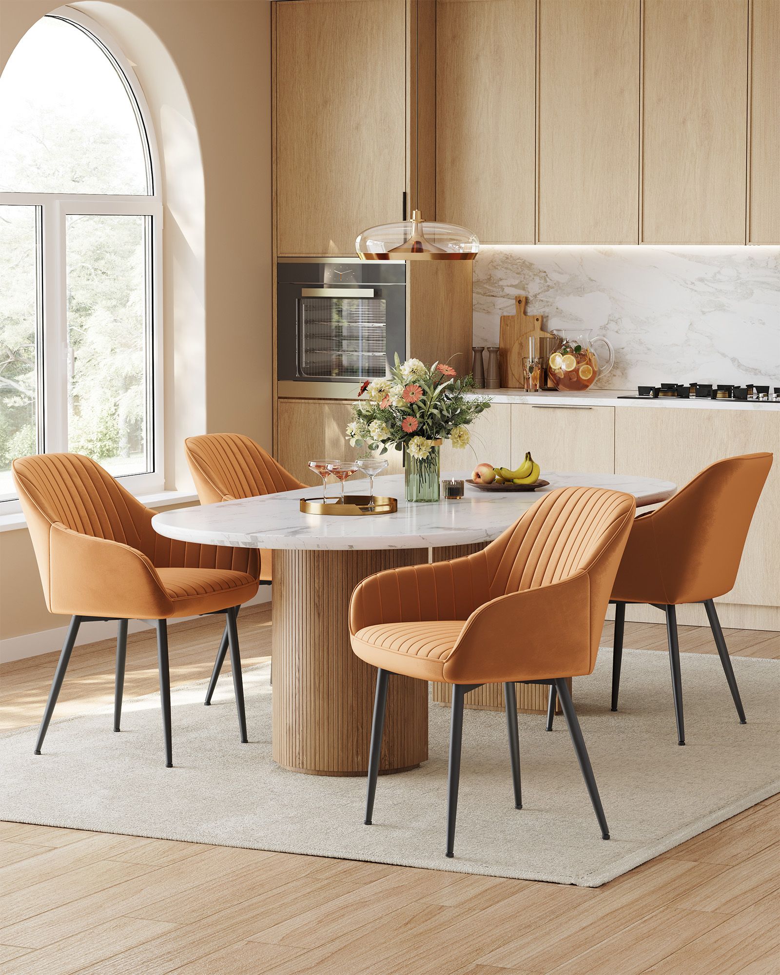 Speisesaal Stuhl-Armlehnen, Karamellbraun Tinte schwarz