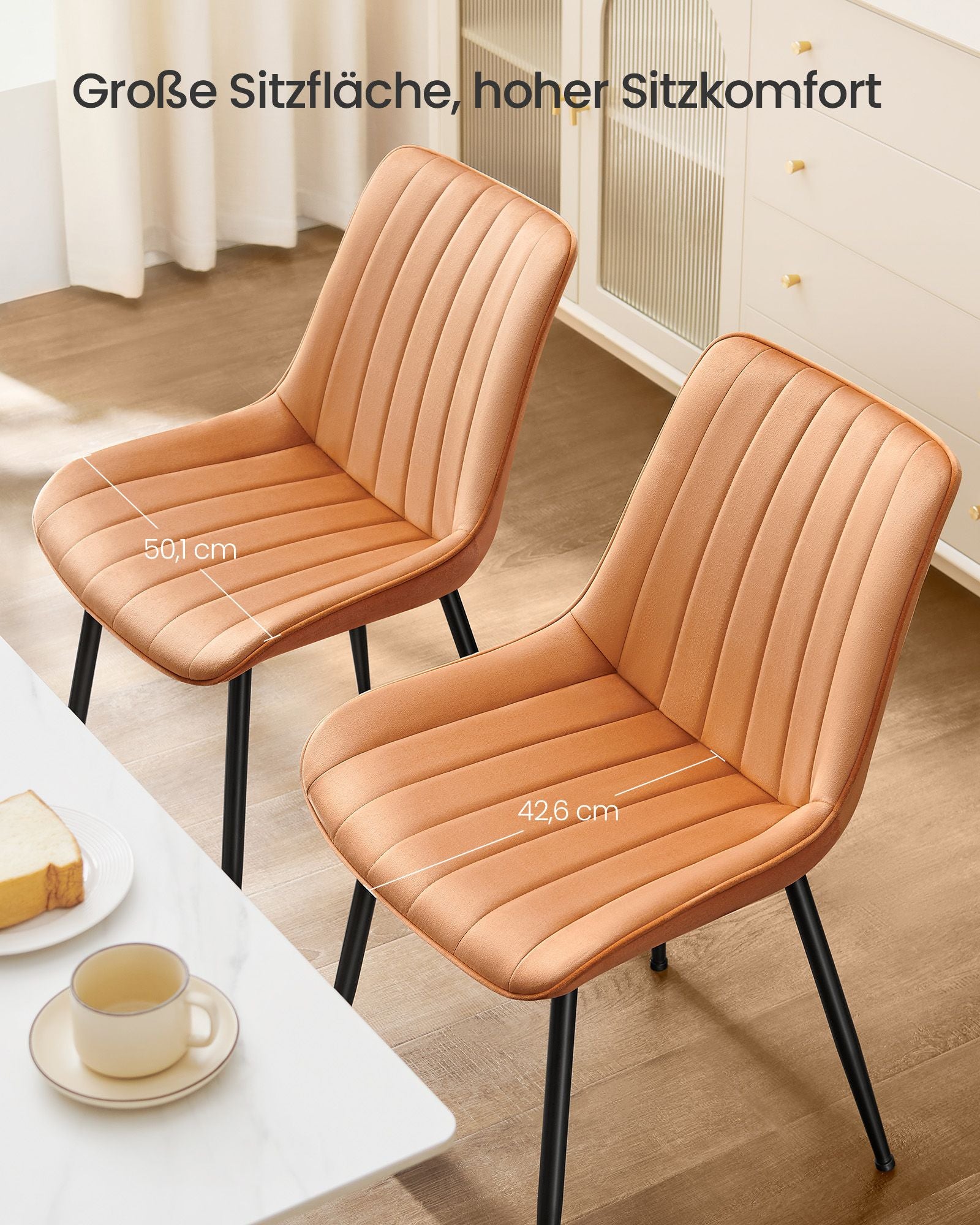 Speisesaalstuhl Set mit 2 Karamellbraun-Ink-Schwarz