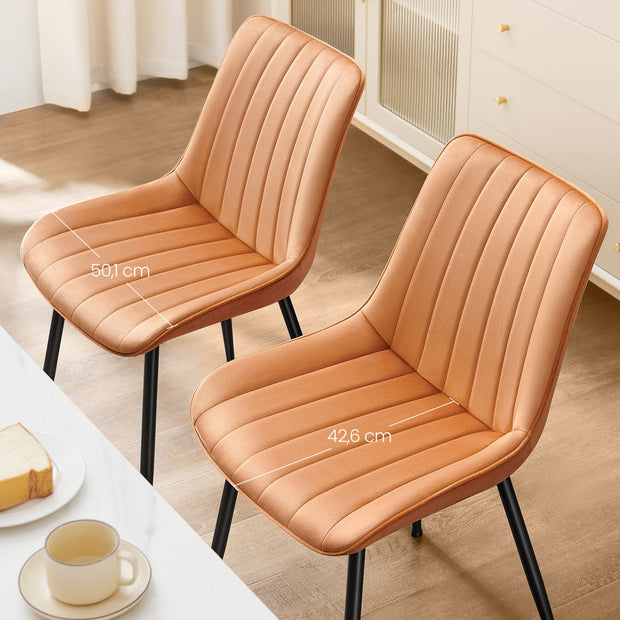 Speisesaalstuhl Set mit 2 Karamellbraun-Ink-Schwarz