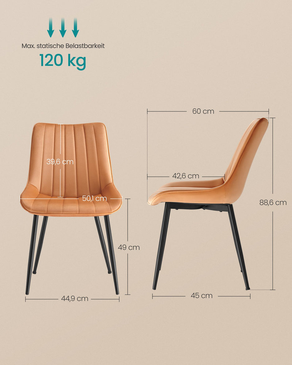 Speisesaalstuhl Set mit 2 Karamellbraun-Ink-Schwarz