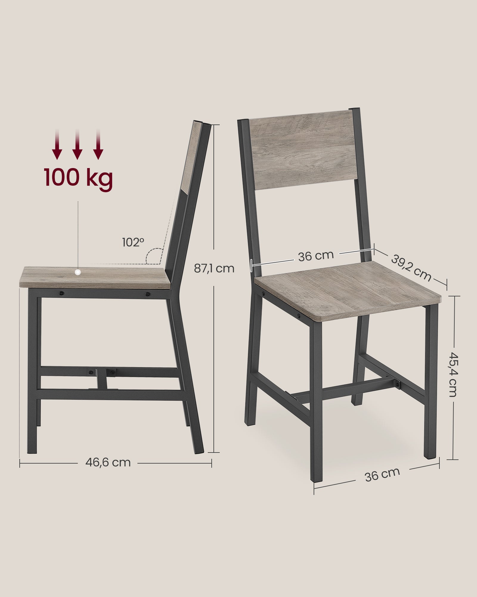 Esszimmerstühle Set von 2 Grayy gemischtem Matt Grey