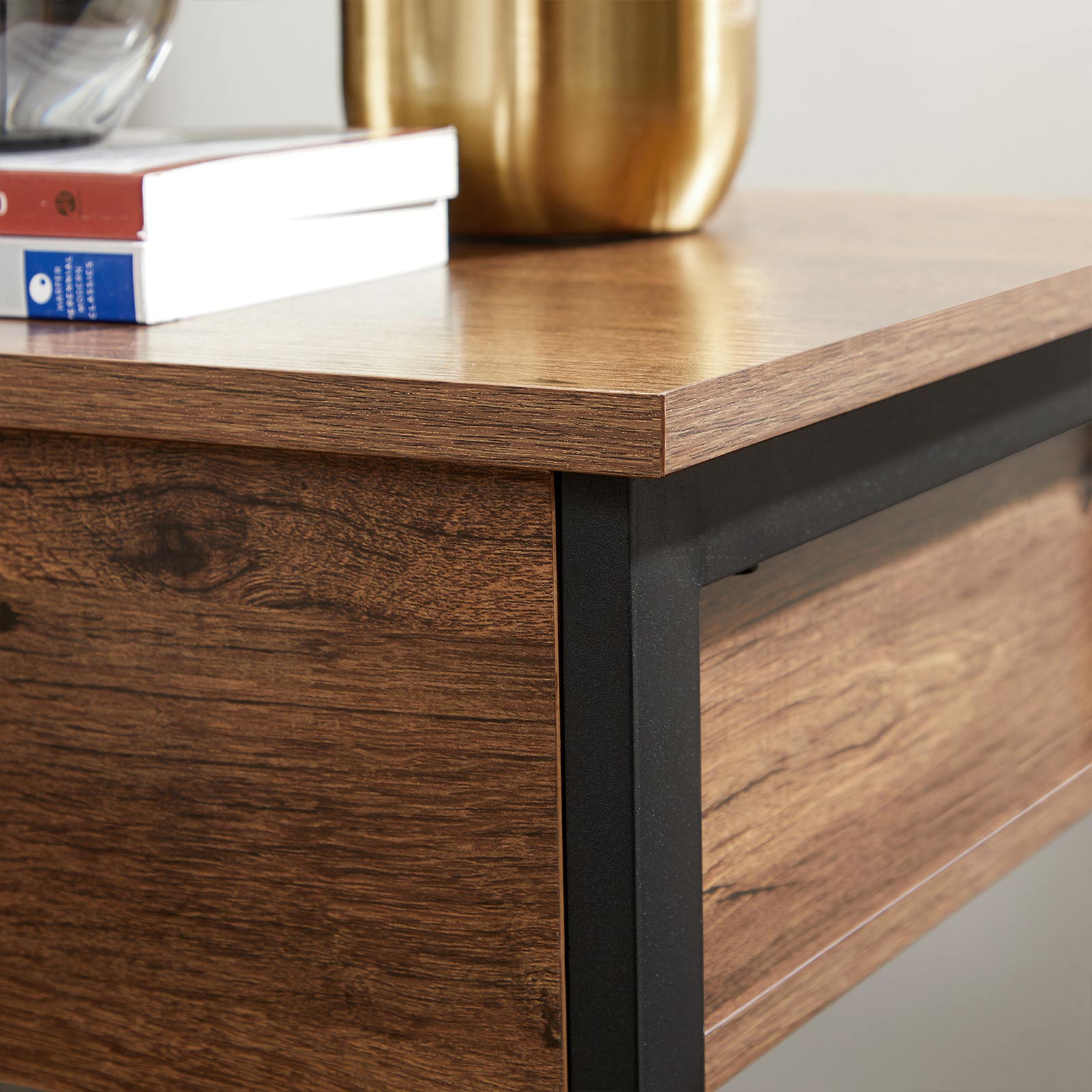 Nachttisch - mit Schublade und Regal - Industriedesign - Brown