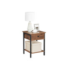 Nachttisch - mit Schublade und Regal - Industriedesign - Brown