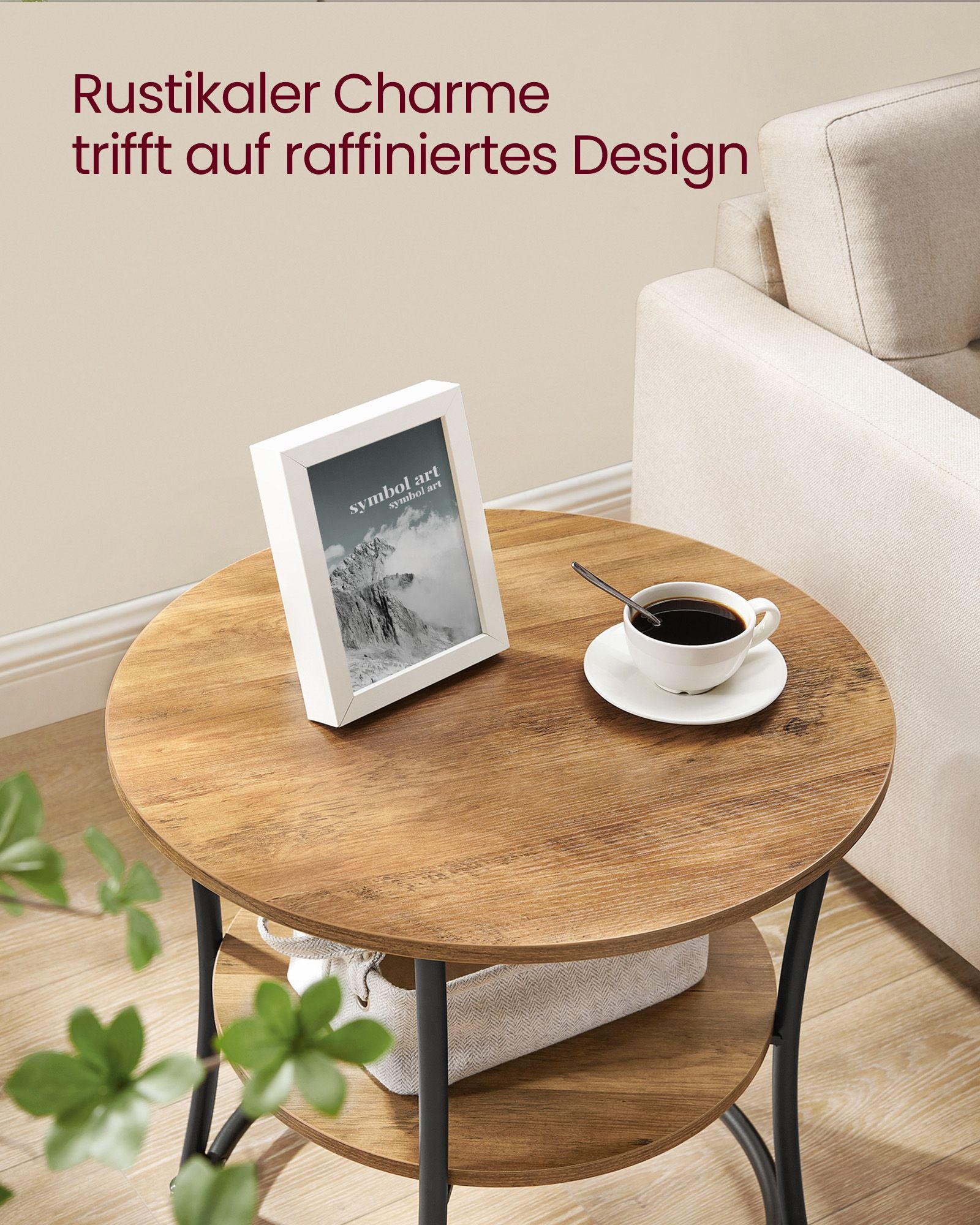 Beistelltisch mit 2 Regalen und Stahlrahmen