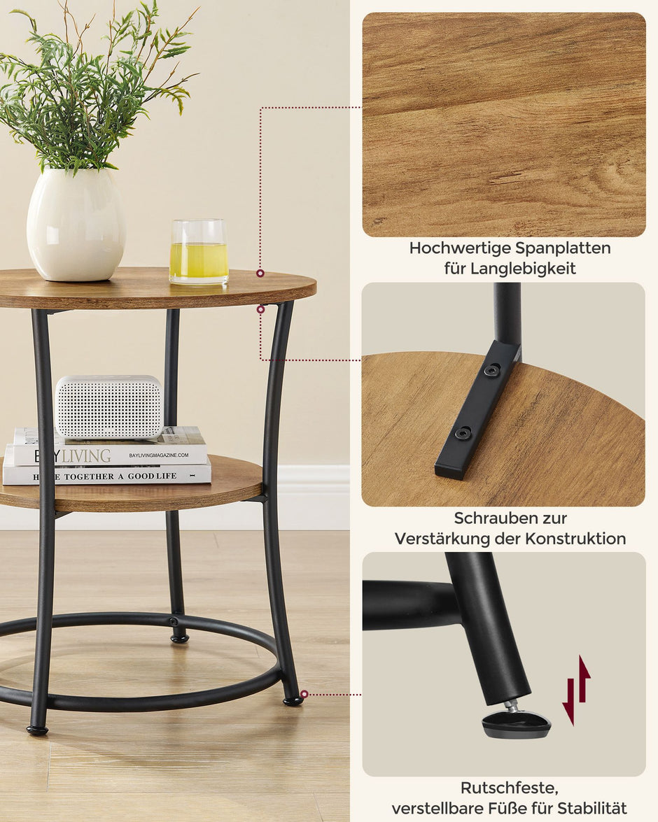 Beistelltisch mit 2 Regalen und Stahlrahmen