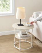Beige mit 2 Regalen - Stahlrahmen - Natural Beige