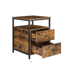 Nachttisch - mit 2 Schubladen - Industriedesign - braun/schwarz