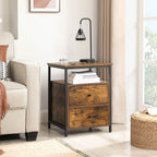 Nachttisch - mit 2 Schubladen - Industriedesign - braun/schwarz