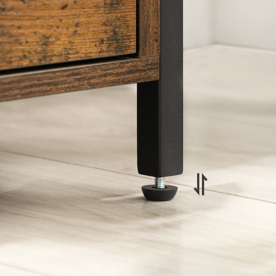 Nachttisch - mit 2 Schubladen - Industriedesign - braun/schwarz