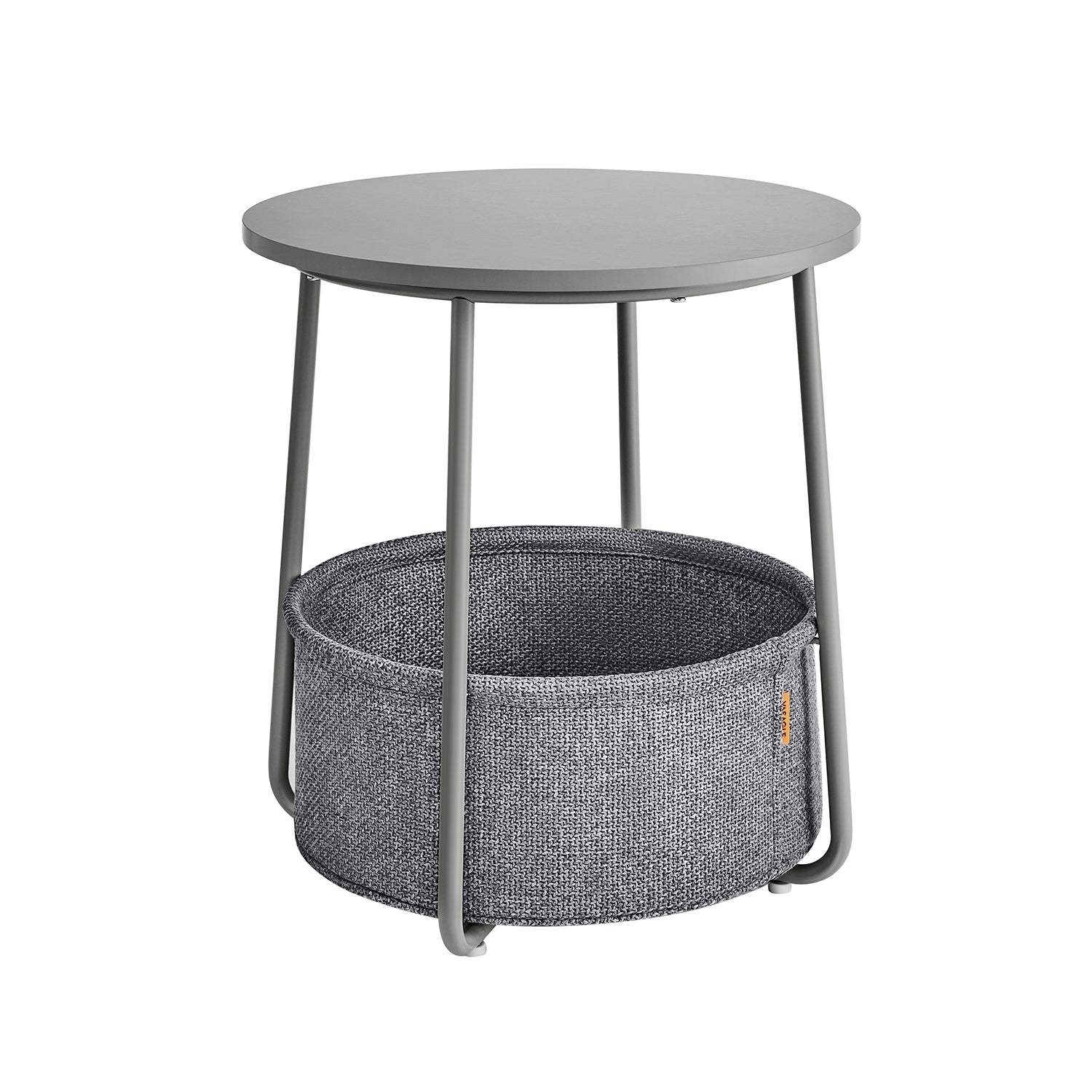 Runder Beistelltisch - mit Stoffkorb - Metallrahmen - Blau