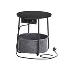 Seitentisch - Nachttisch - mit Ladestation und Steckdose - mit Korb - grün