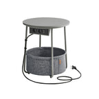 Seitentisch - Nachttisch - mit Ladestation und Steckdose - mit Korb - grün