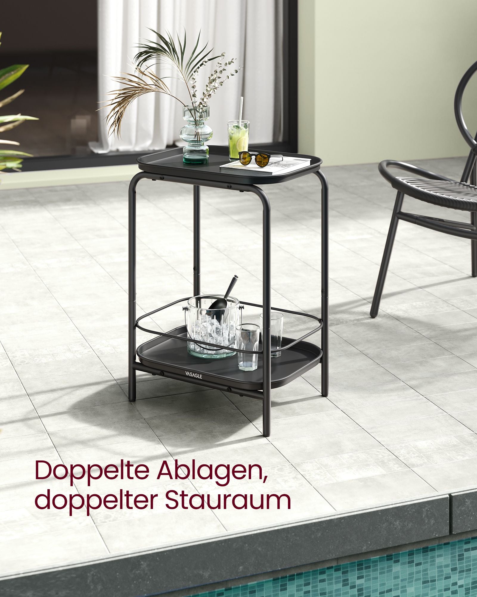 Seitentabelle - 2 Level - modern - Tinte schwarz