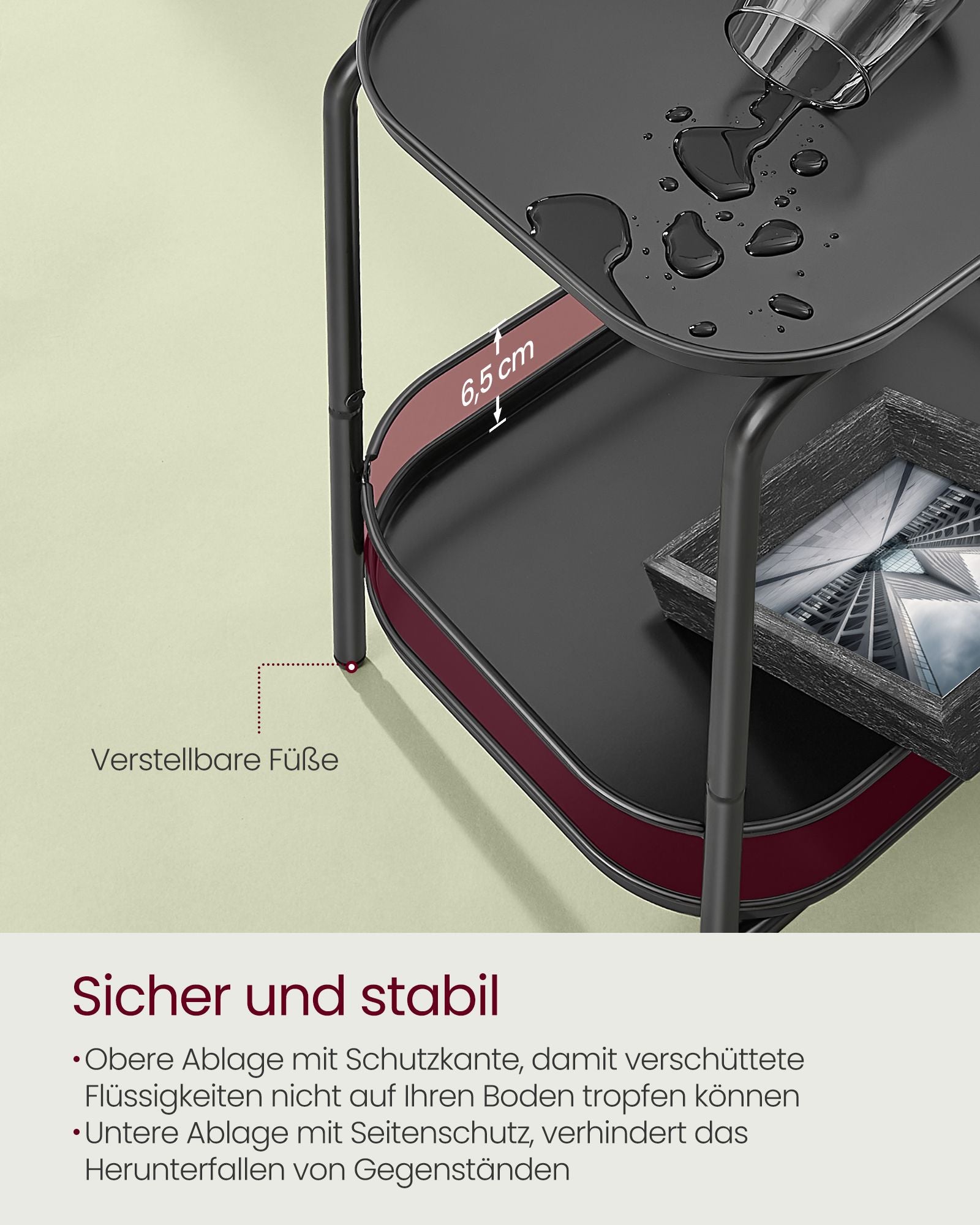 Seitentabelle - 2 Level - modern - Tinte schwarz