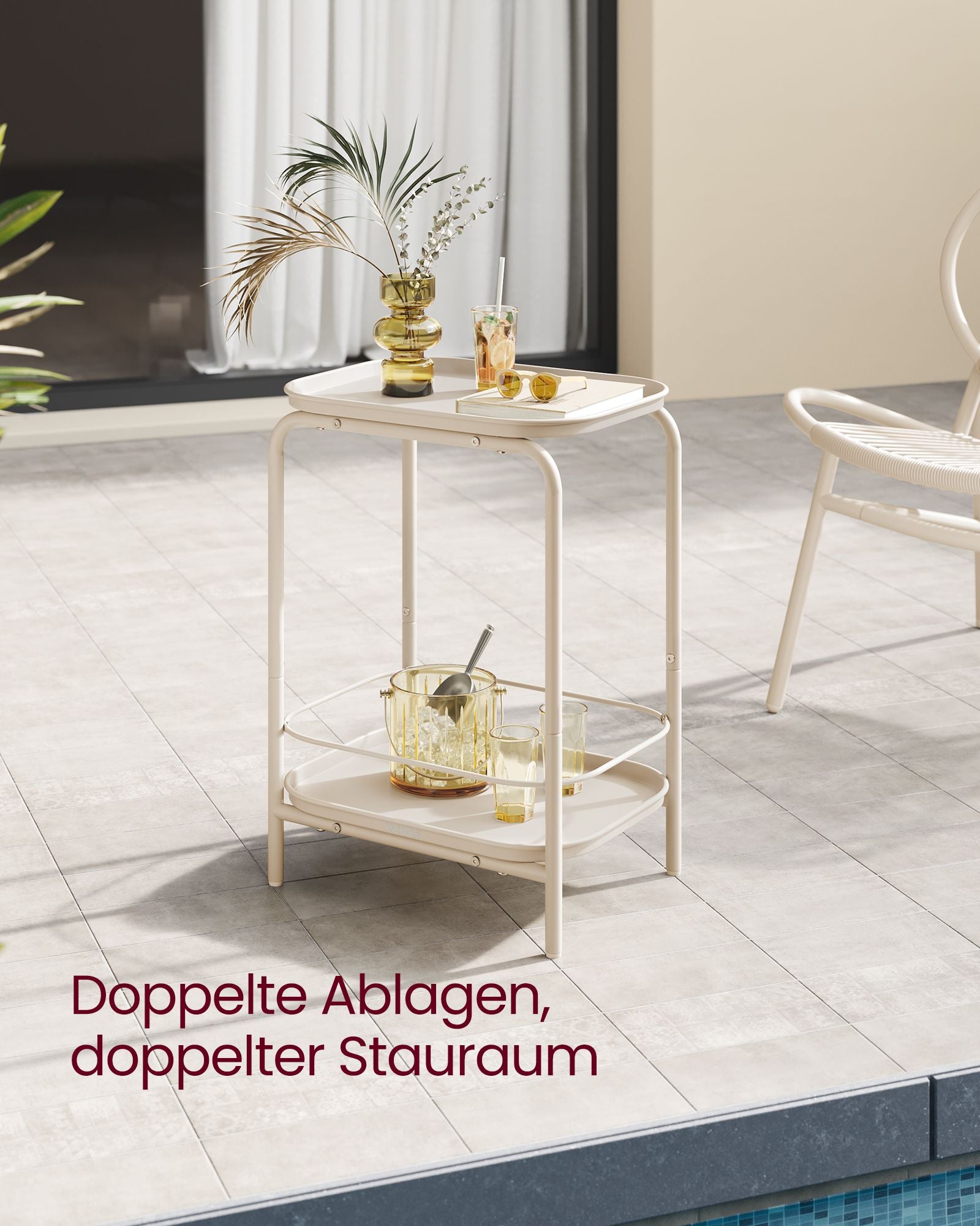 Seitentabelle mit 2 Ebenen - modern - Crèmewit