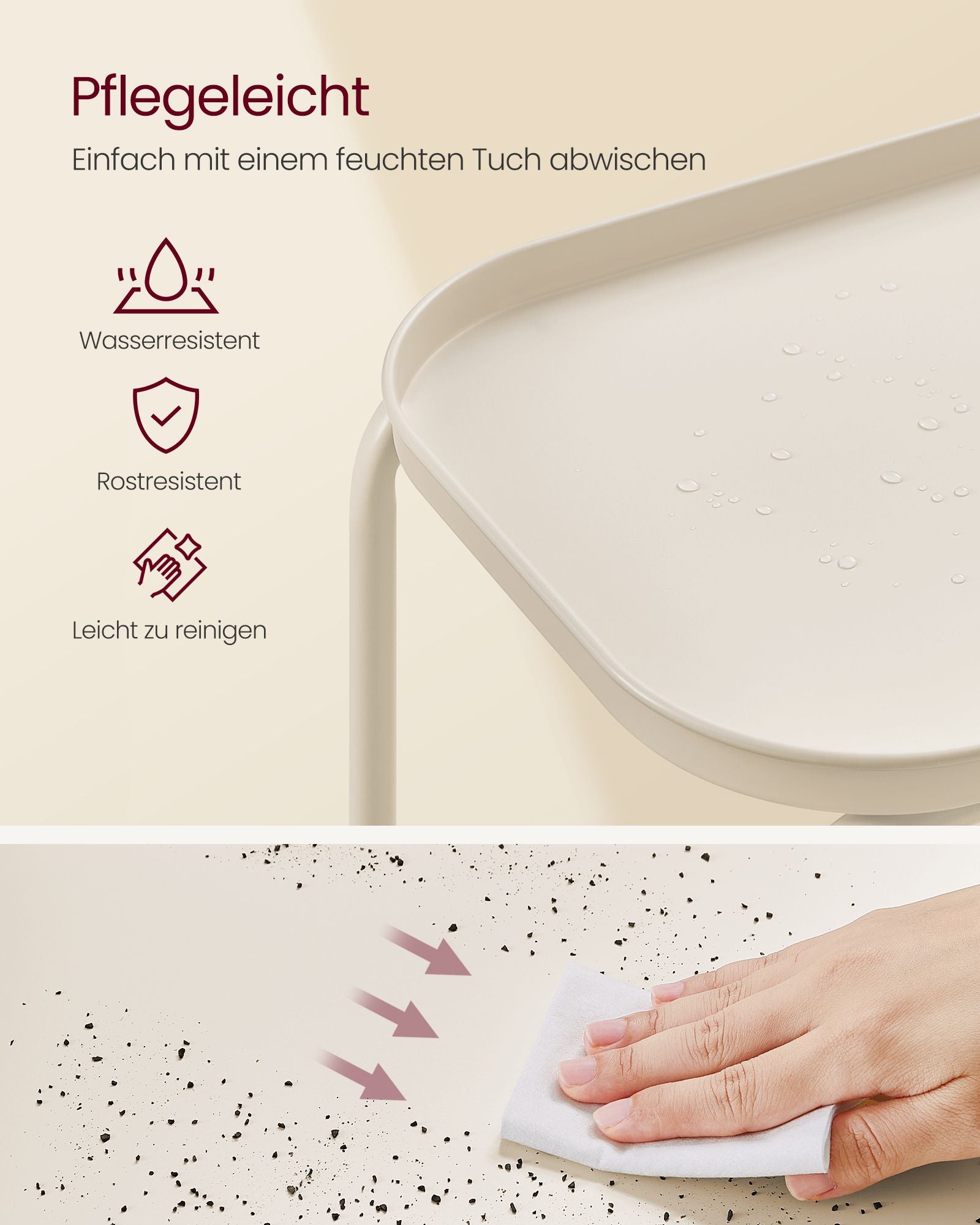 Seitentisch mit 2 Ebenen moderner Creme weiß