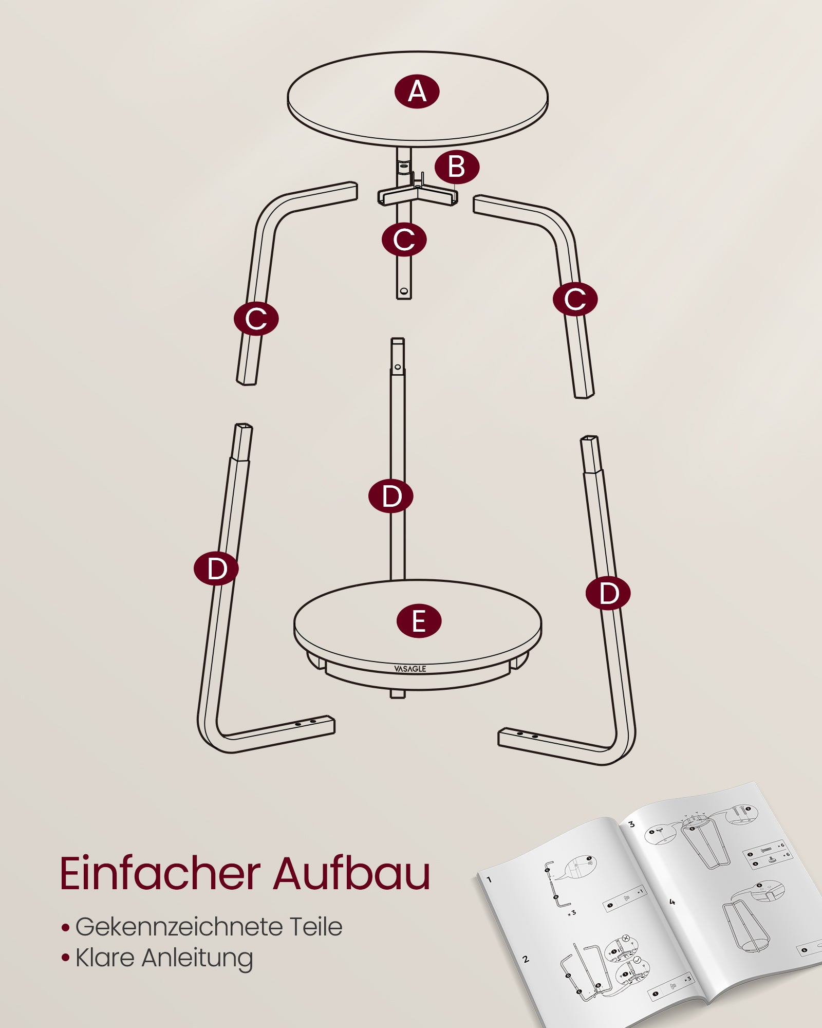 Seitentisch mit 2 Levels und Leigrrijze -Glasblatt