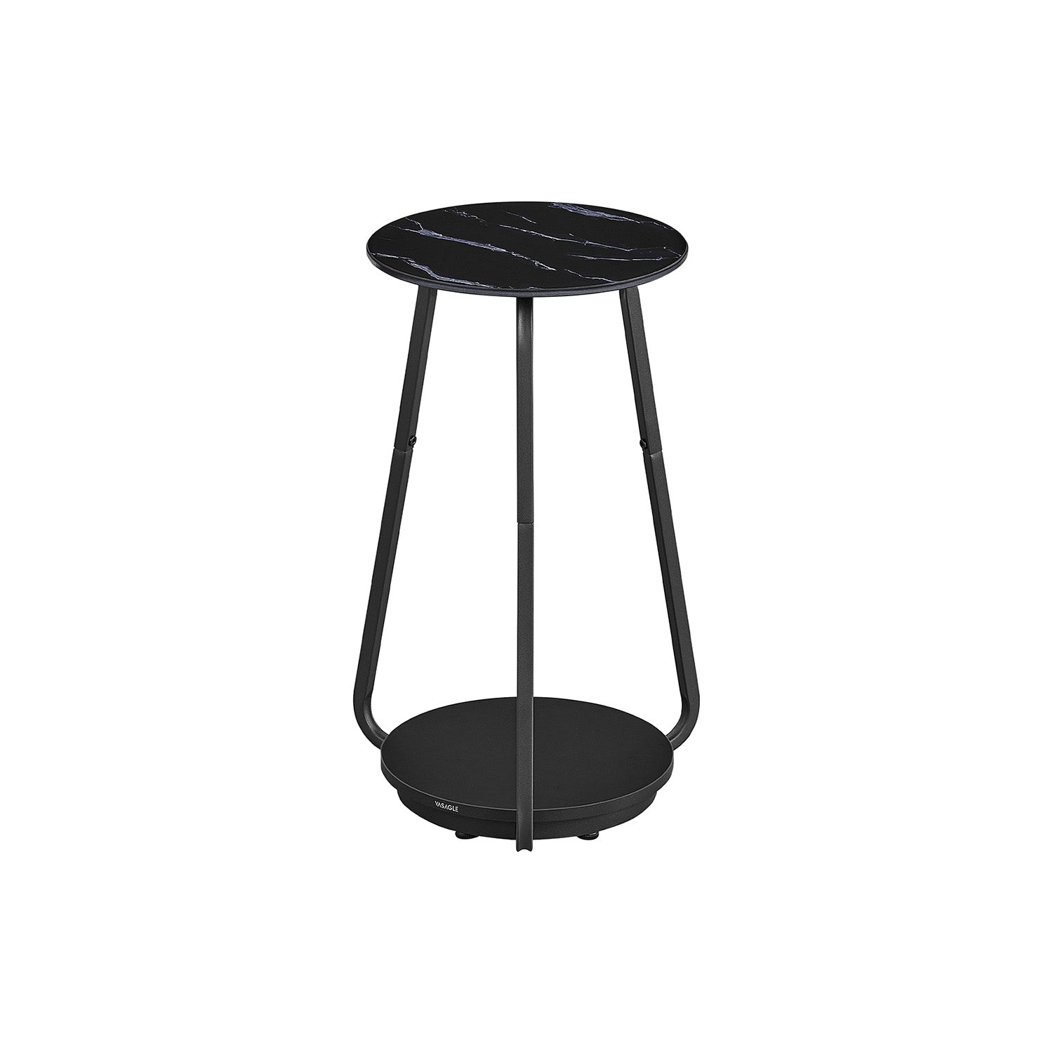 Seitentisch mit 2 Levels und Black Marmor Glass Top