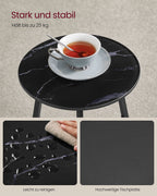 Seitentisch mit 2 Levels und Black Marmor Glass Top