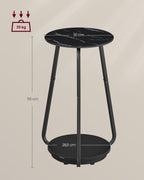 Seitentisch mit 2 Levels und Black Marmor Glass Top